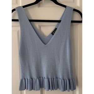 Topshop Cropped Light Blue Ruffle Tank US size 10